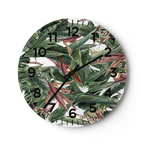 Wandklok - Klok - Smaragd-lila struikgewas - 30x30 cm
