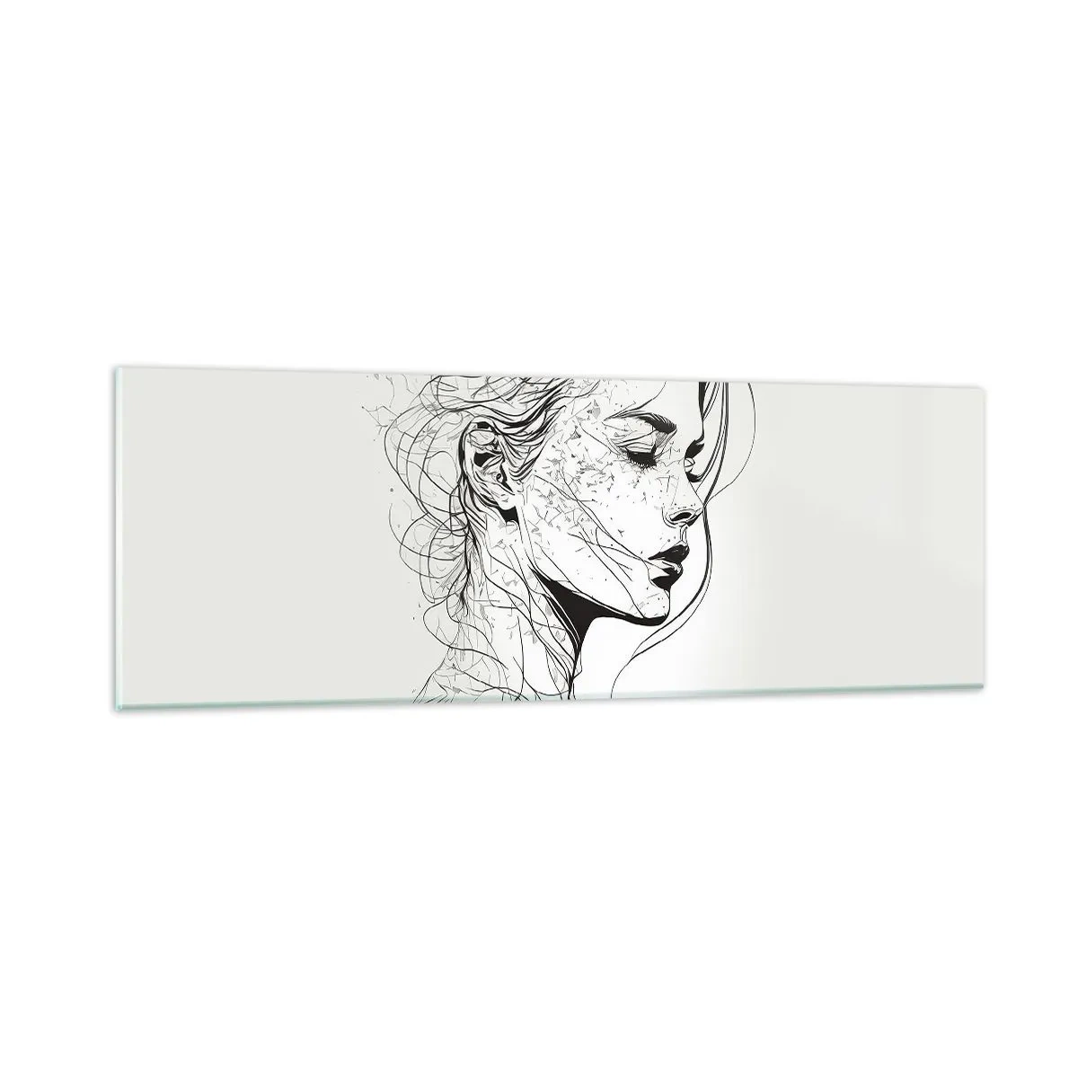 Schilderen op glas - Portret in gedachten - 90x30 cm