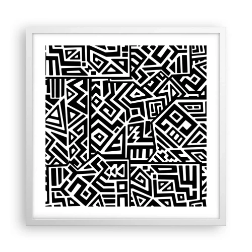 Poster in een witte lijst - Pre-Columbiaanse compositie - 50x50 cm