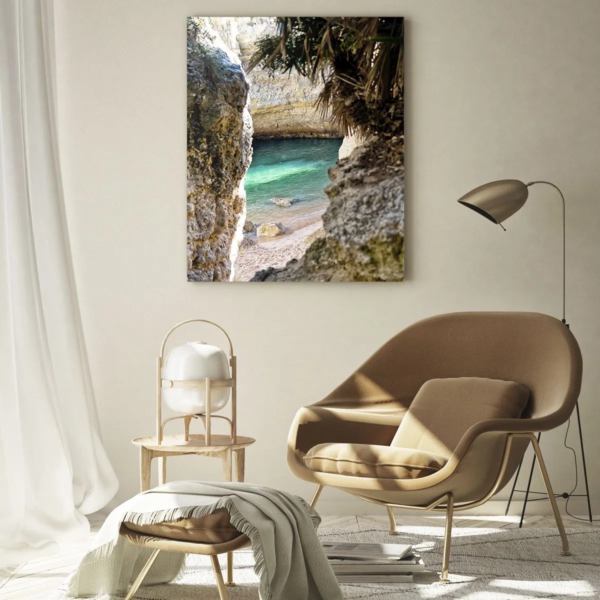 Schilderen op glas - Turkoois baai - 80x120 cm