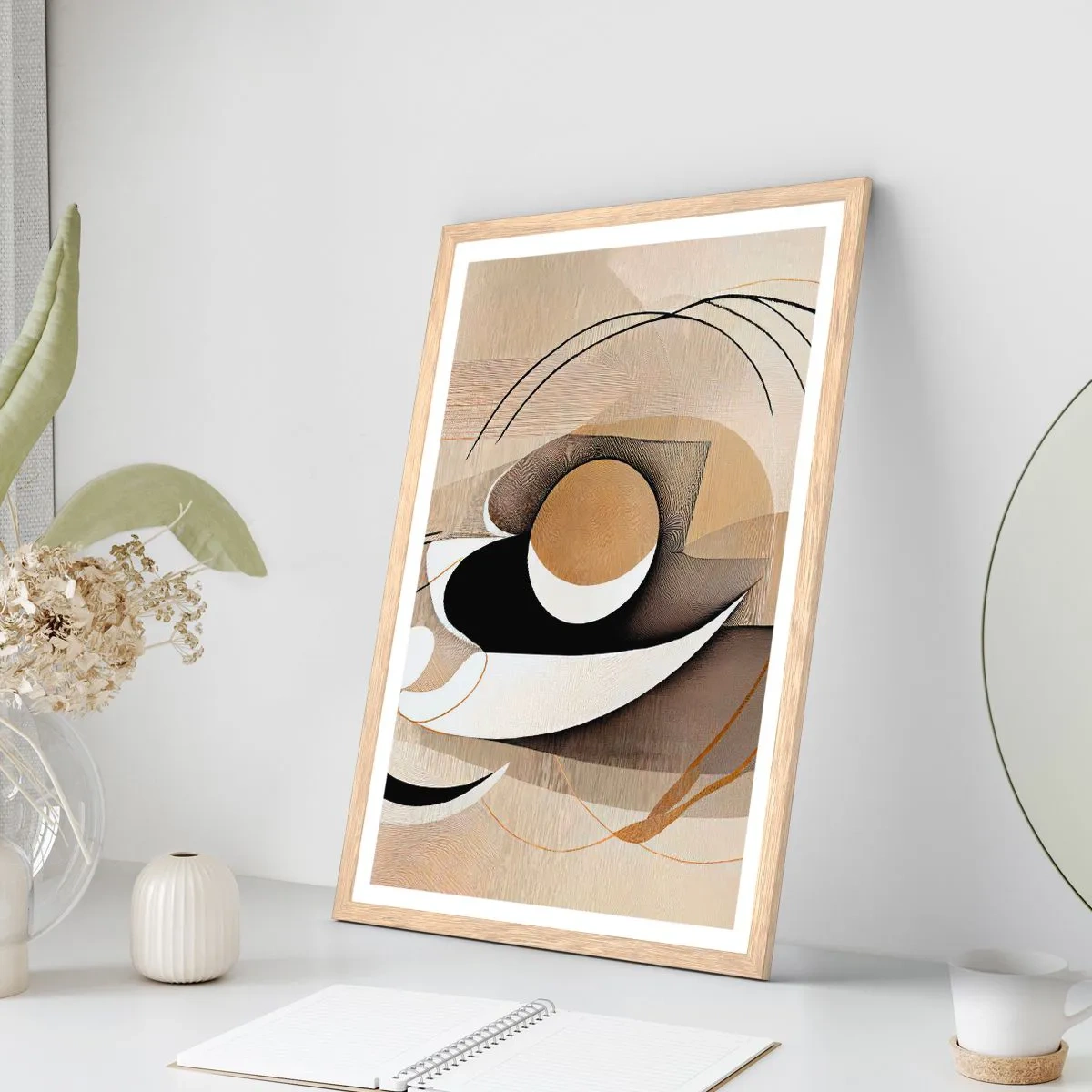Een poster in een licht eiken lijst - Compositie: de essentie van de dingen - 50x70 cm