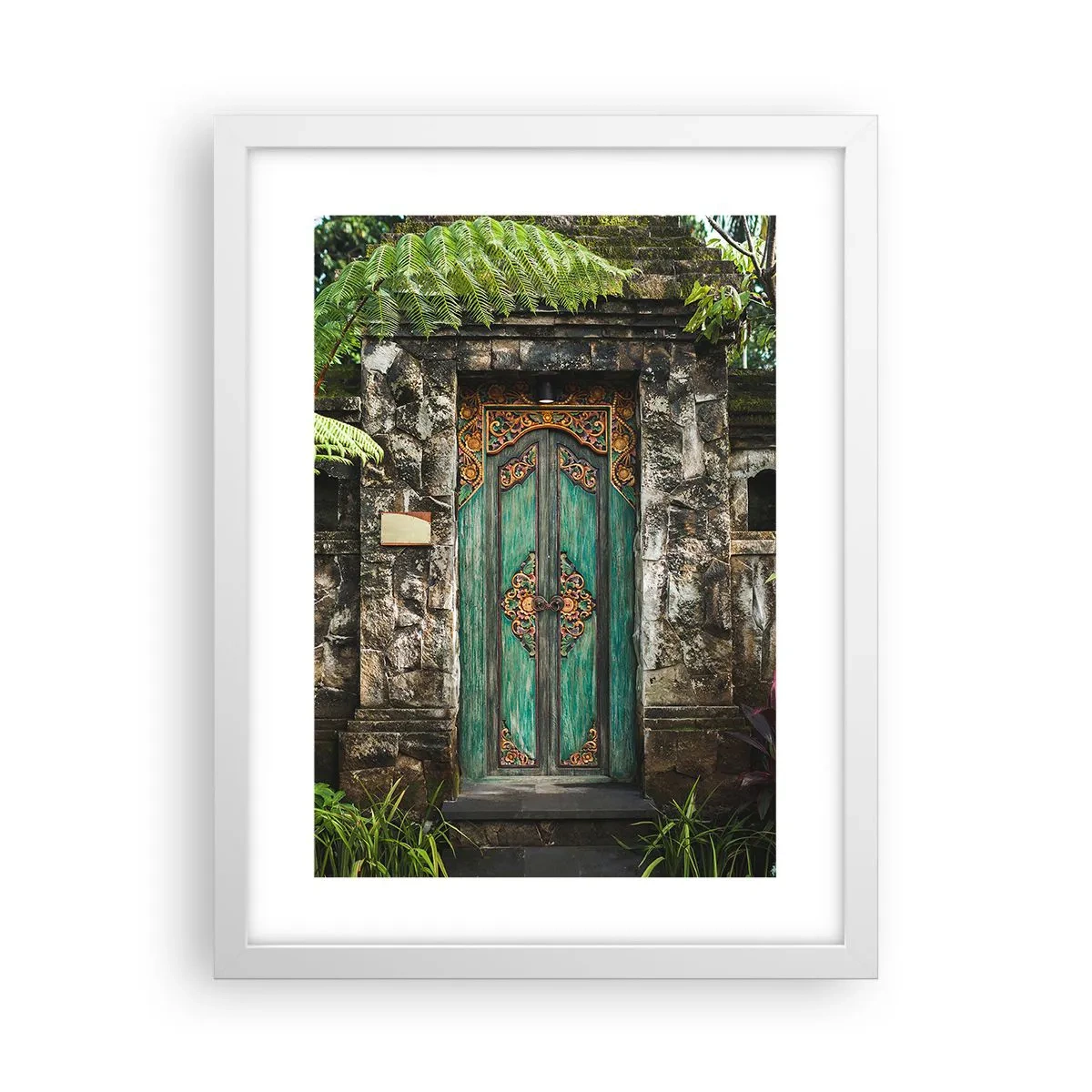 Poster in een witte lijst - Een deur naar een exotische wereld - 30x40 cm