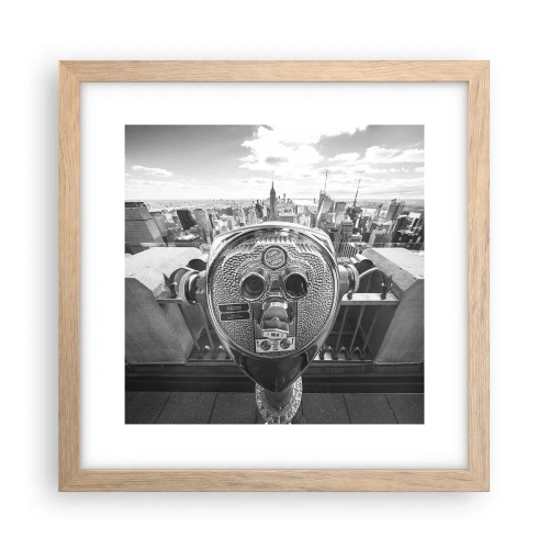 Een poster in een licht eiken lijst - Stad boven de steden - 30x30 cm