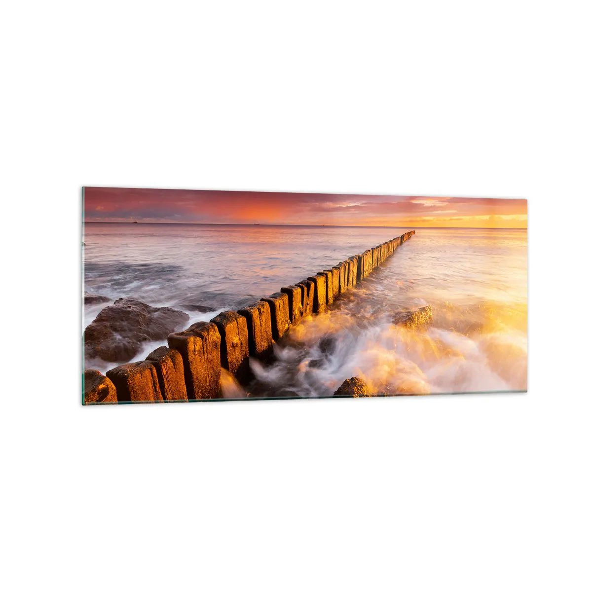 Schilderen op glas - De zachtheid van de golven - 120x50 cm