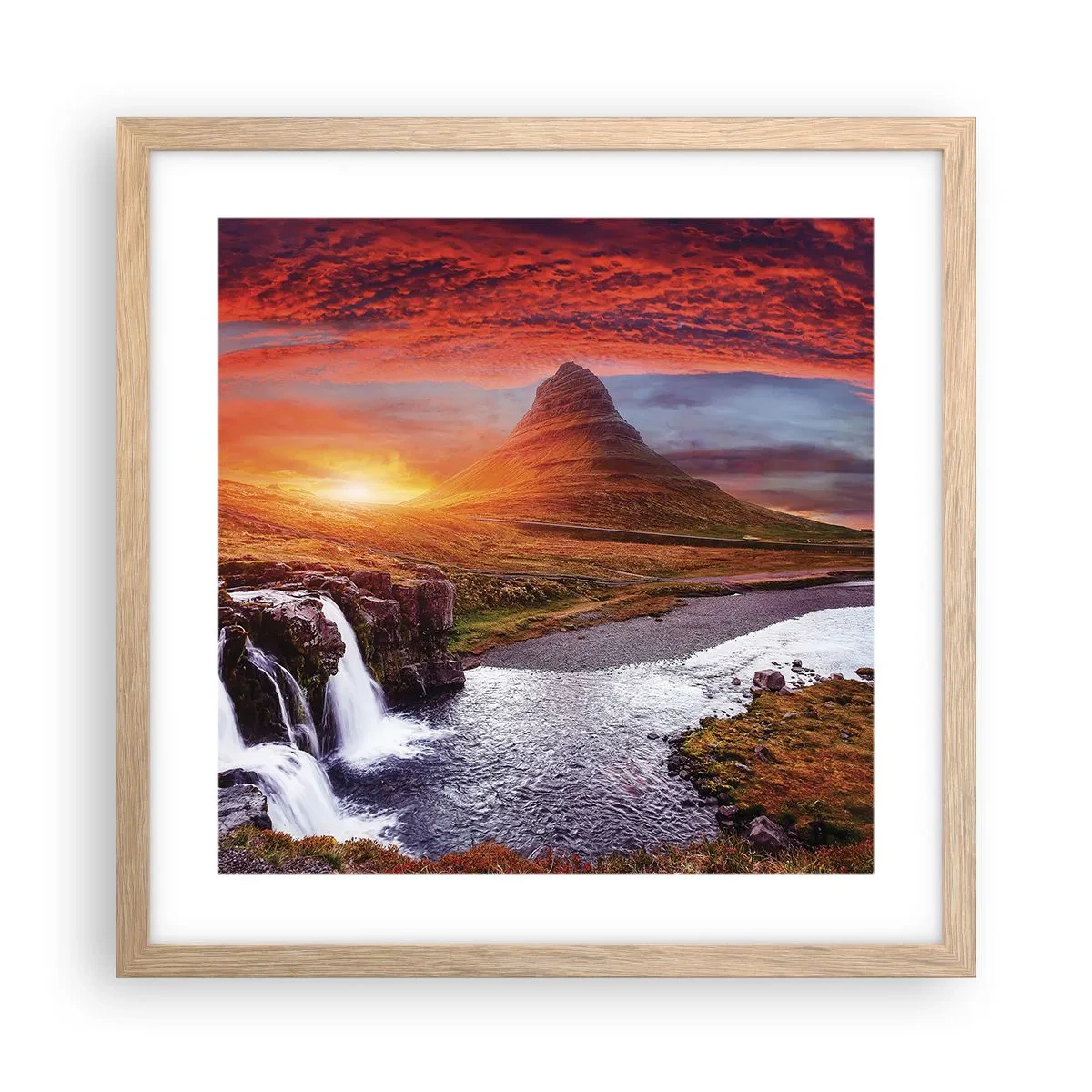 Een poster in een licht eiken lijst - Een zicht op Midden-aarde - 40x40 cm