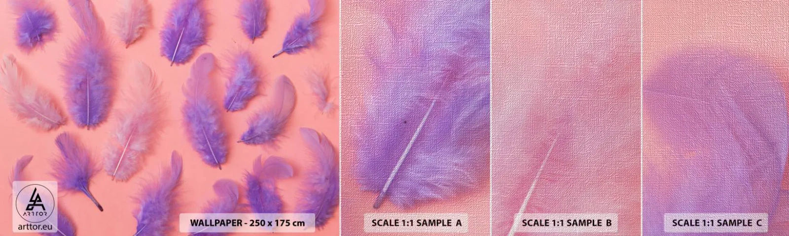 Fotobehang Monster Premium Canvas - Lila vogel van verlangen - Vogelveer, Inspiratie, Grafisch - 100x30 cm