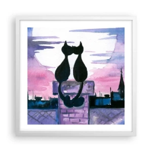 Poster in een witte lijst - Afspraak onder de maan - 50x50 cm