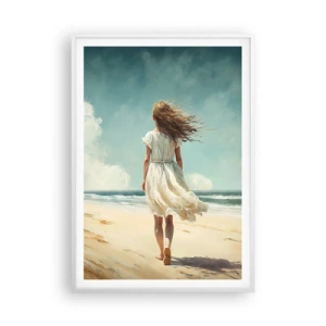 Poster in een witte lijst - Om de zon en de wind te ontmoeten - 70x100 cm