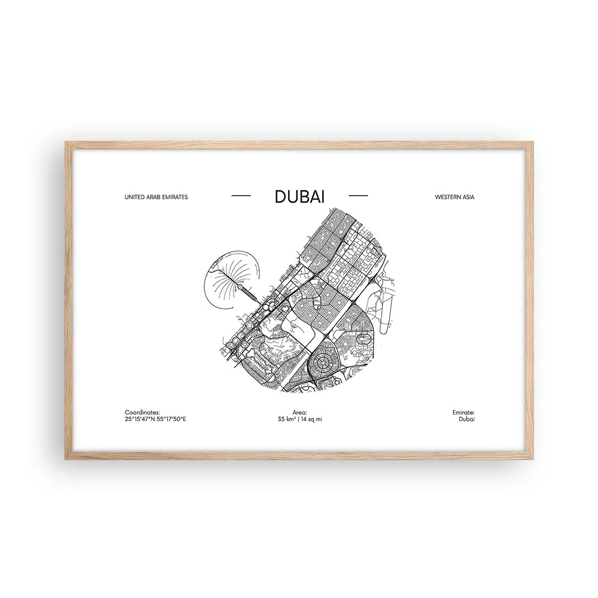 Een poster in een licht eiken lijst - Anatomie van Dubai - 91x61 cm