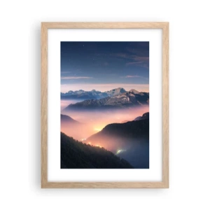 Een poster in een licht eiken lijst - Licht in de dalen - 30x40 cm