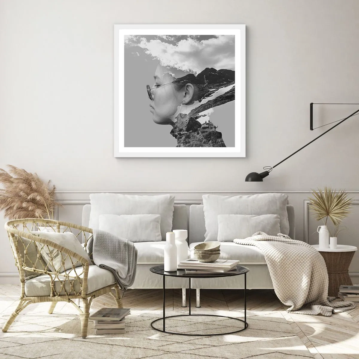 Poster in een witte lijst - Top en bewolkt portret - 40x40 cm