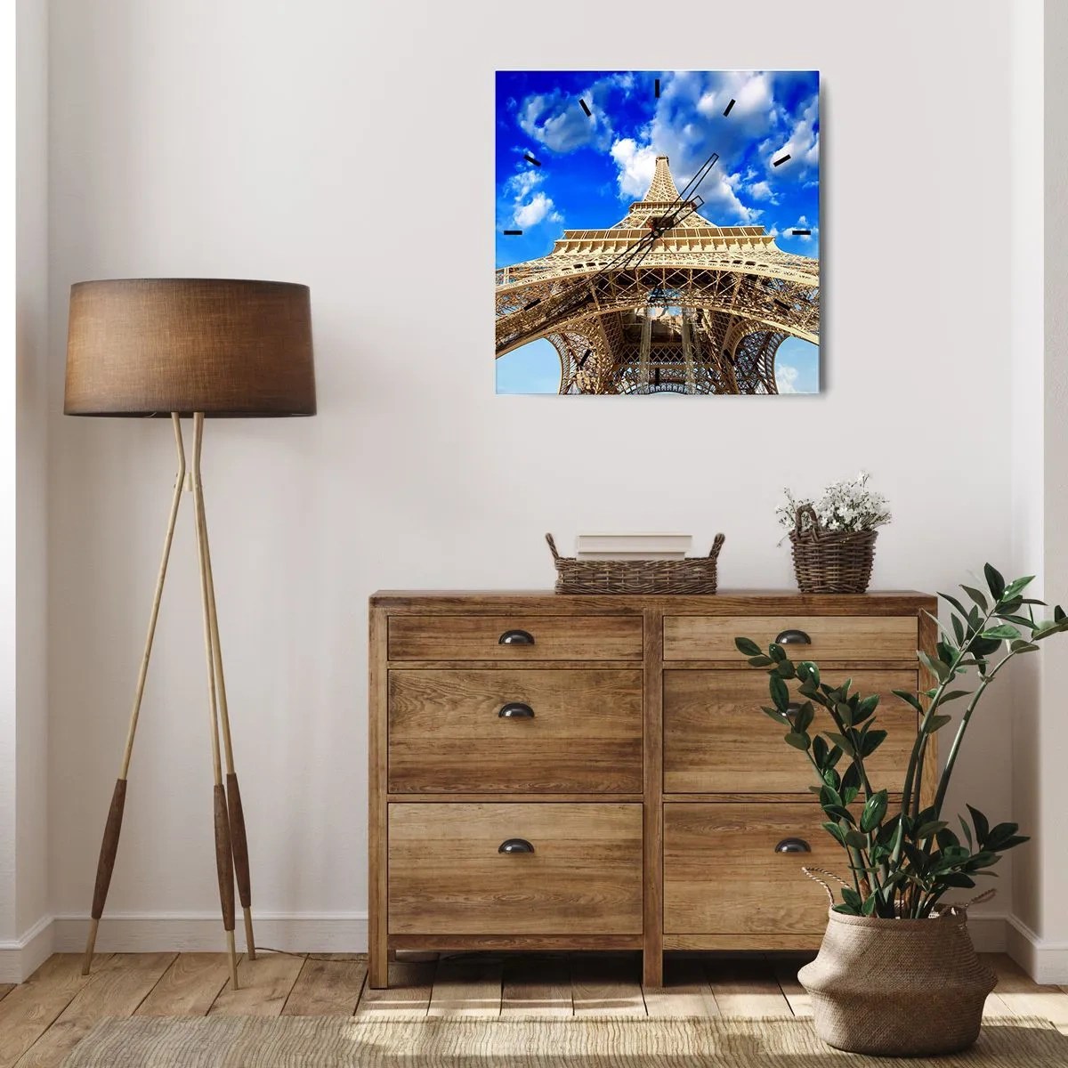 Wandklok - Klok - Reiken naar de hemel en de wolken - 40x40 cm