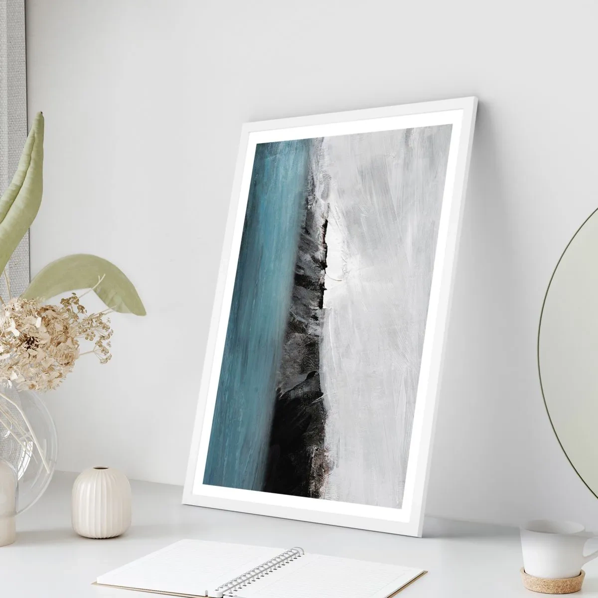 Poster in een witte lijst - Water – aarde: botsing der elementen - 70x100 cm