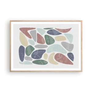 Een poster in een licht eiken lijst - Een mozaïek van poederkleuren - 100x70 cm