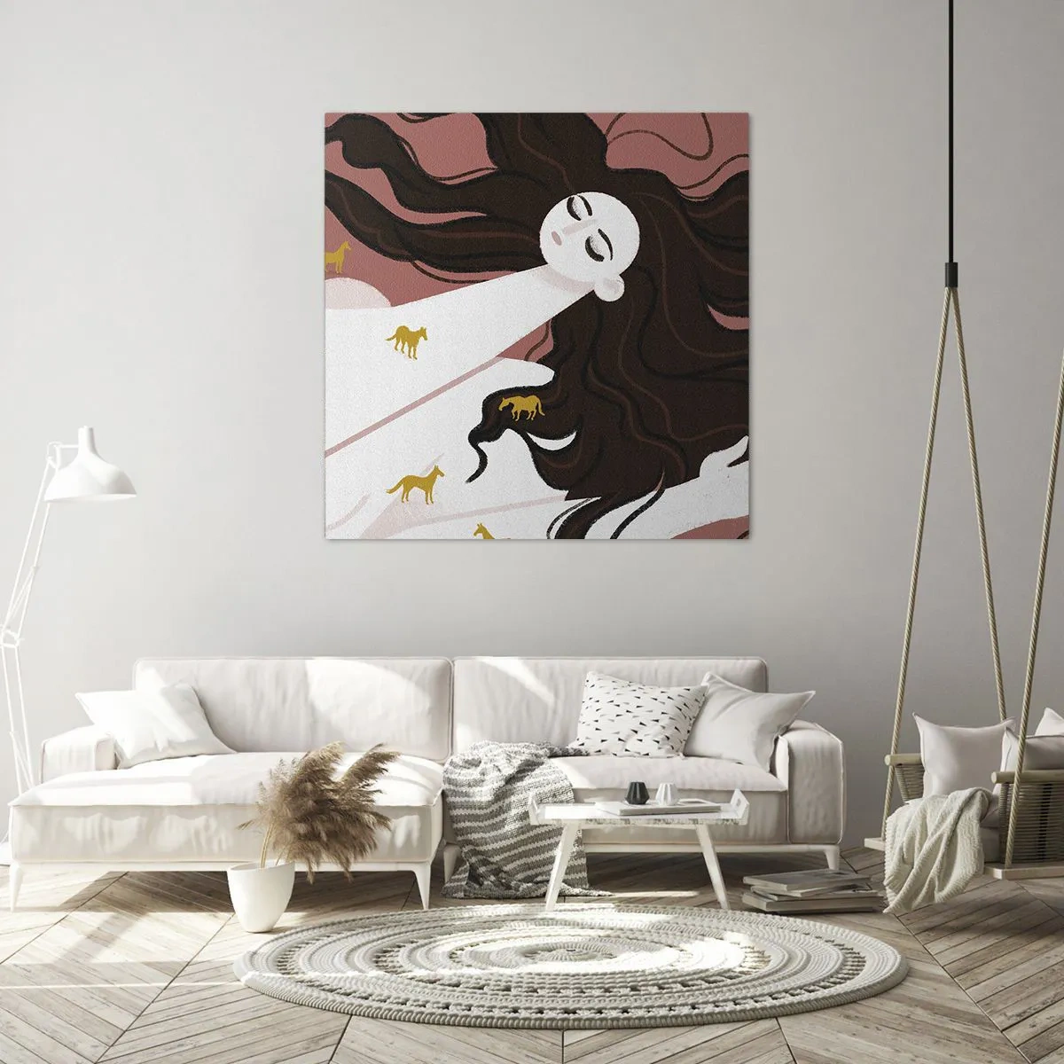 Schilderen op canvas - Droom over een gouden paard - 30x30 cm