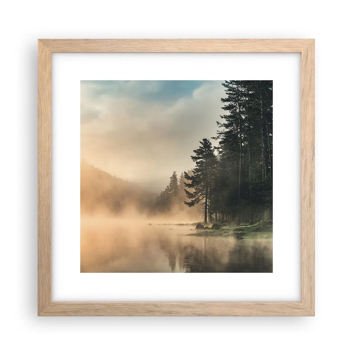 Een poster in een licht eiken lijst - De geboorte van de dag - 30x30 cm