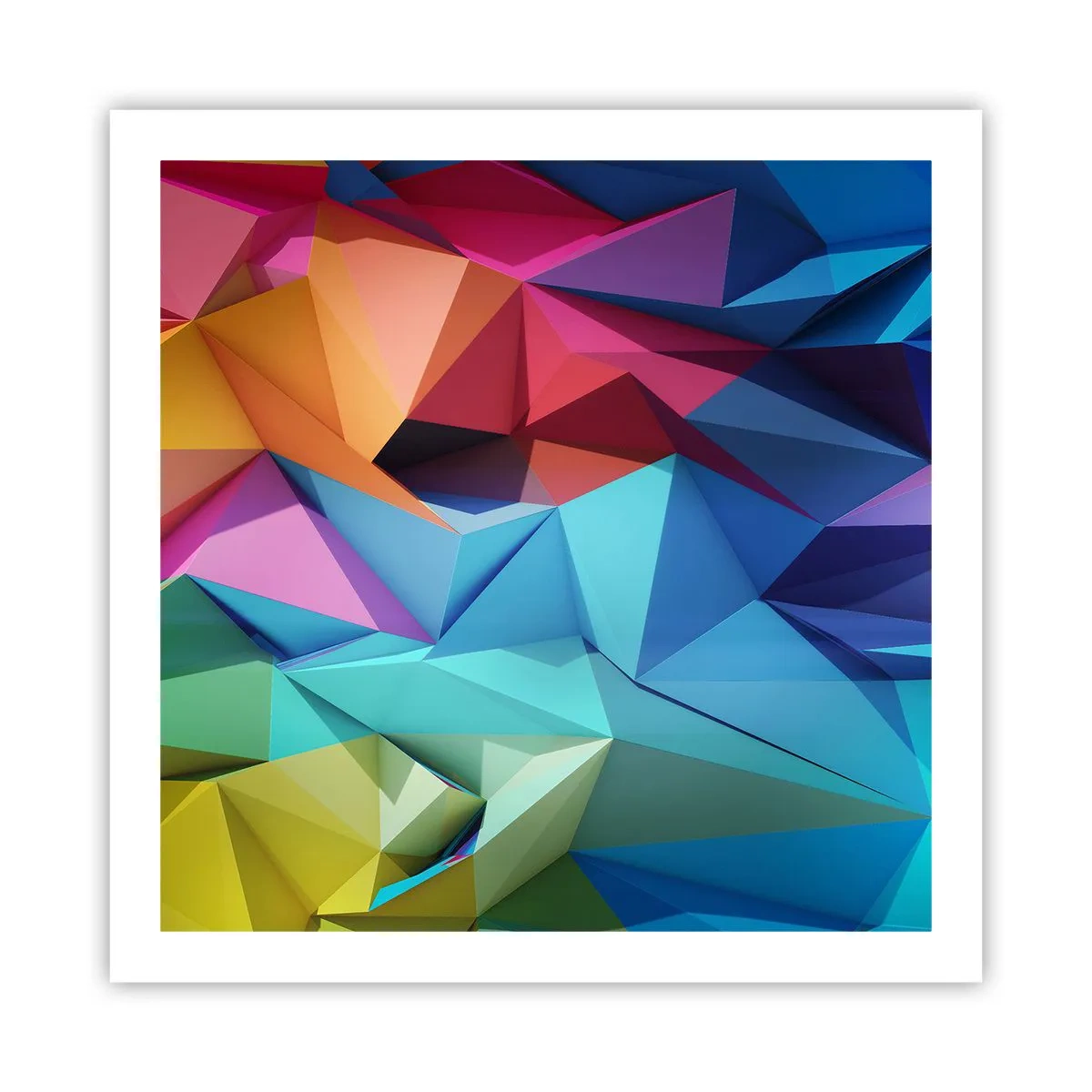 Poster - Regenboog origami - 60x60 cm