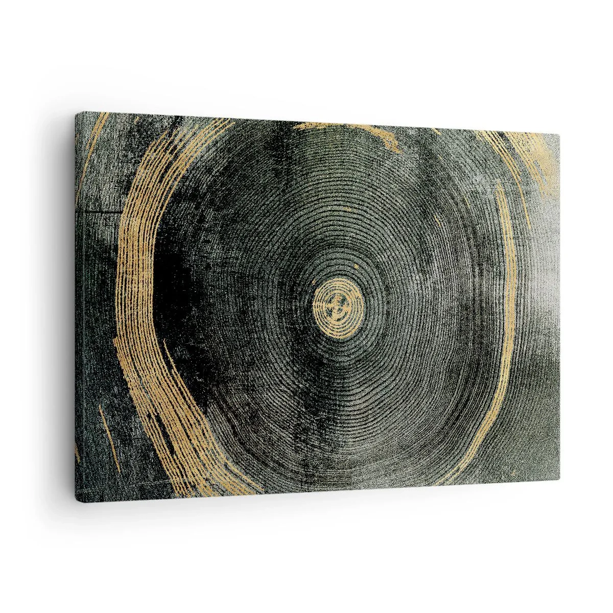 Schilderen op canvas - Concentrische cirkels met gouden accenten - 70x50cm - Veranderen en zijn - Moderne wanddecoratie voor woonkamer en slaapkamer ARTTOR