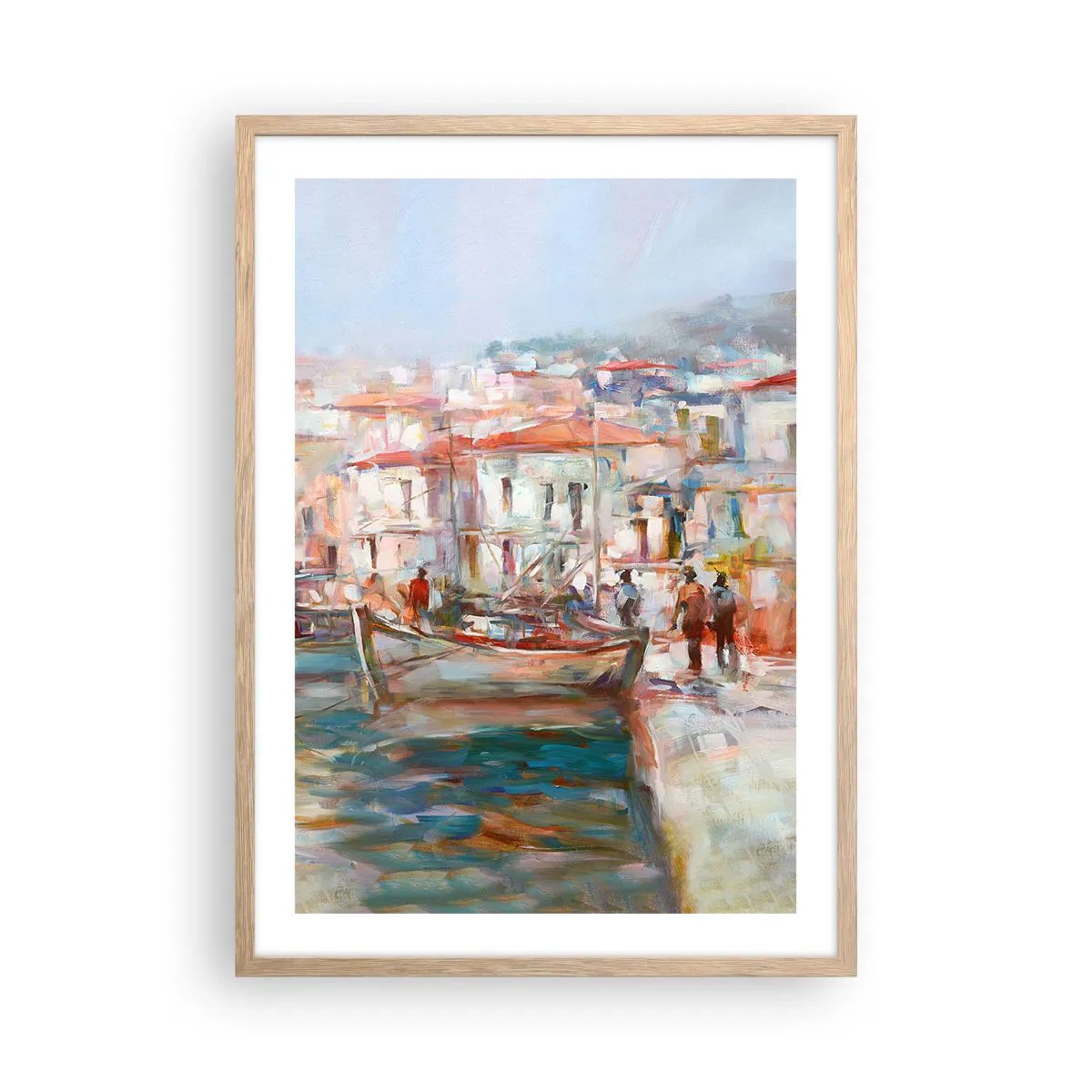 Een poster in een licht eiken lijst - Pastel vakantie - 50x70 cm