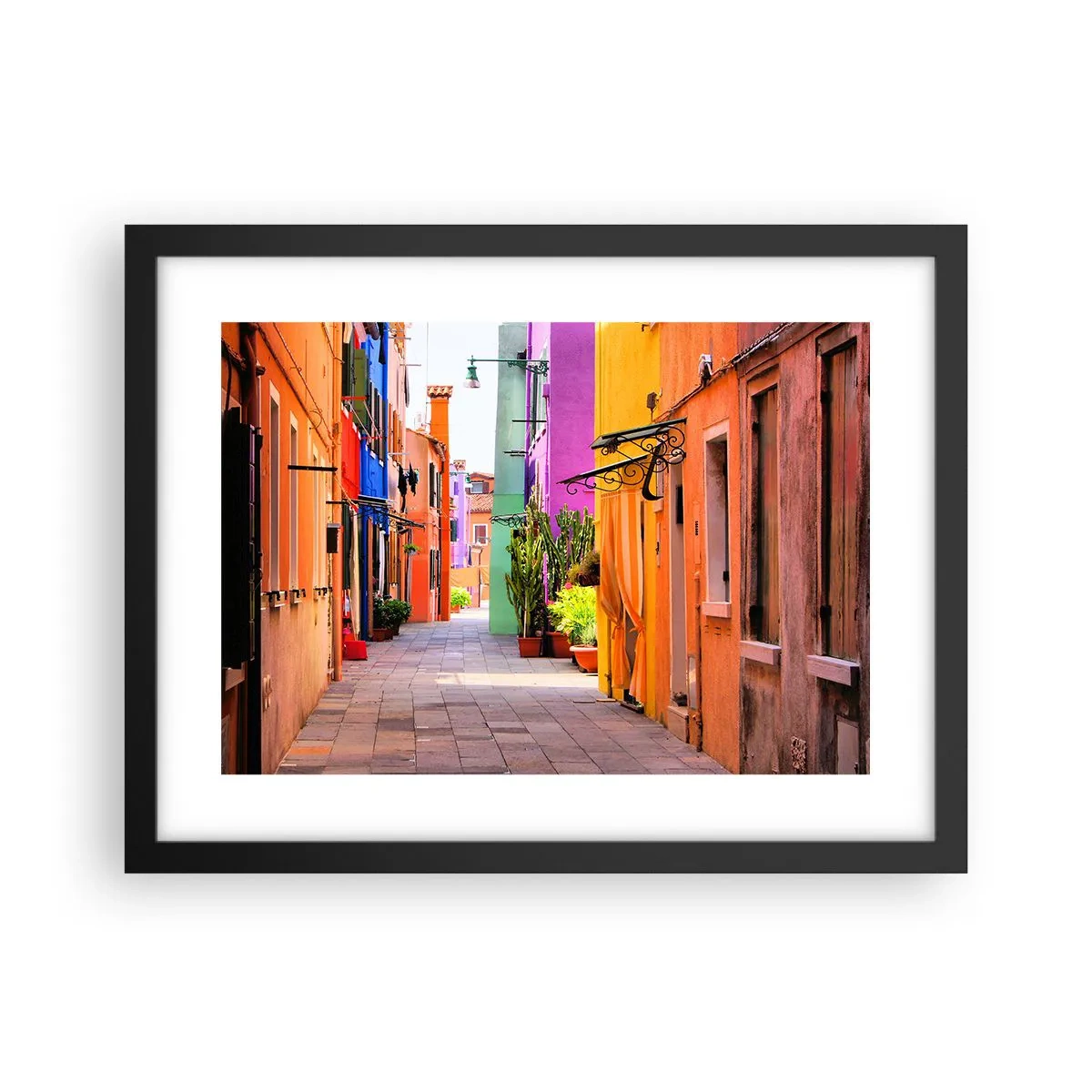 Poster in een zwarte lijst - Regenboogsteeg - 40x30 cm