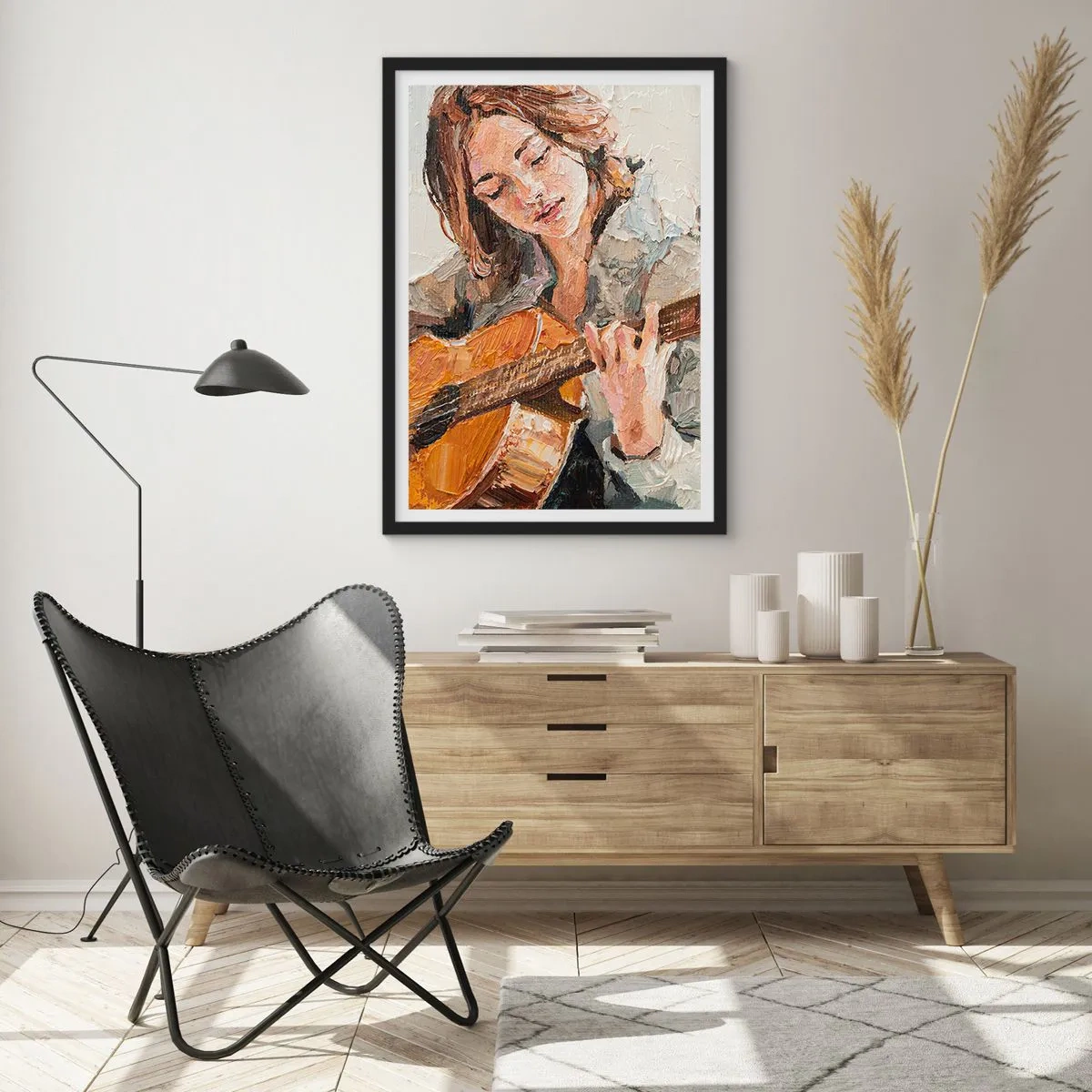 Poster in een zwarte lijst - Concerto voor gitaar en een meisjeshart - 30x40 cm