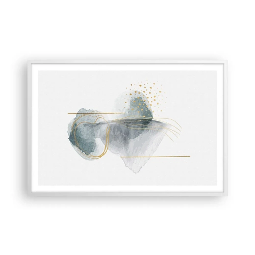 Poster in een witte lijst - Over de relatie tussen grijs en goud - 91x61 cm