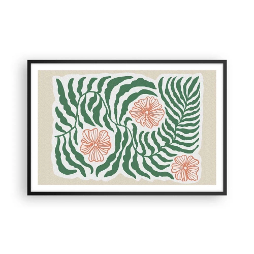 Poster in een zwarte lijst - Bloeiend in het groen - 91x61 cm