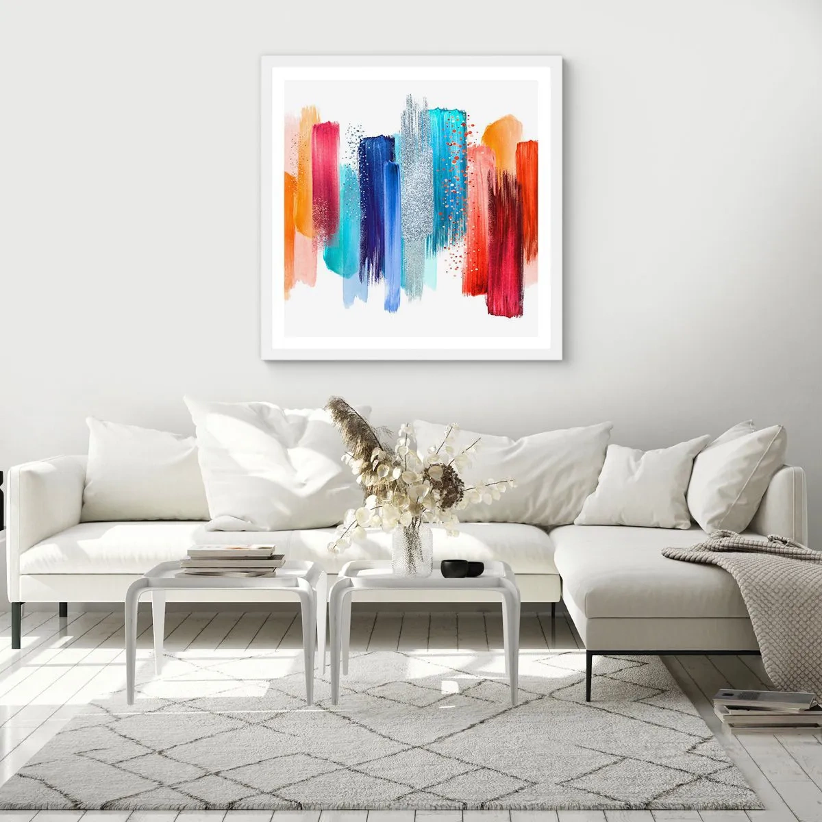 Poster in een witte lijst - Omhoog en omlaag - 30x30 cm