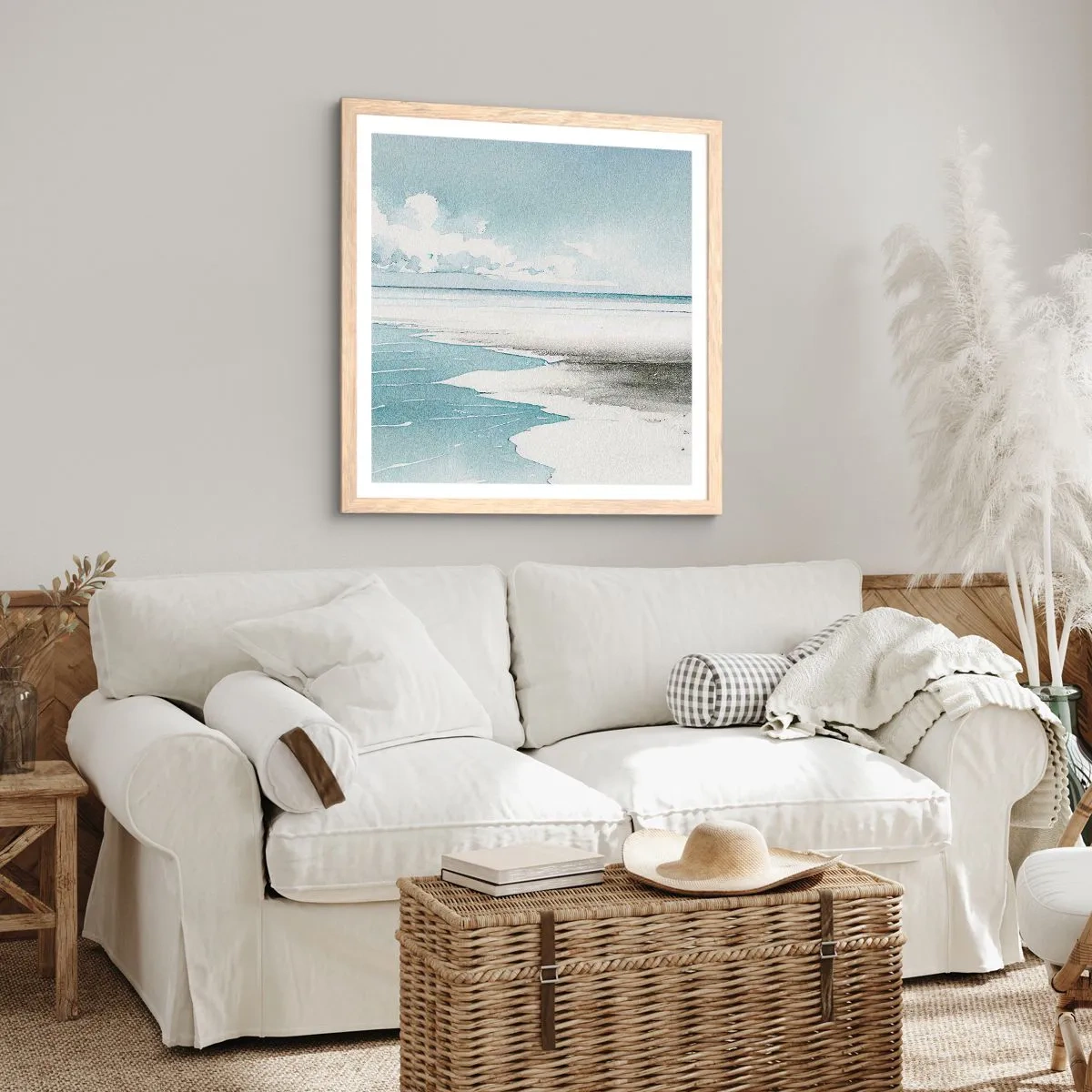 Een poster in een licht eiken lijst - Zachte vloed - 40x40 cm