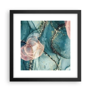Poster in een zwarte lijst - Zijdeblauw, tule roze - 30x30 cm
