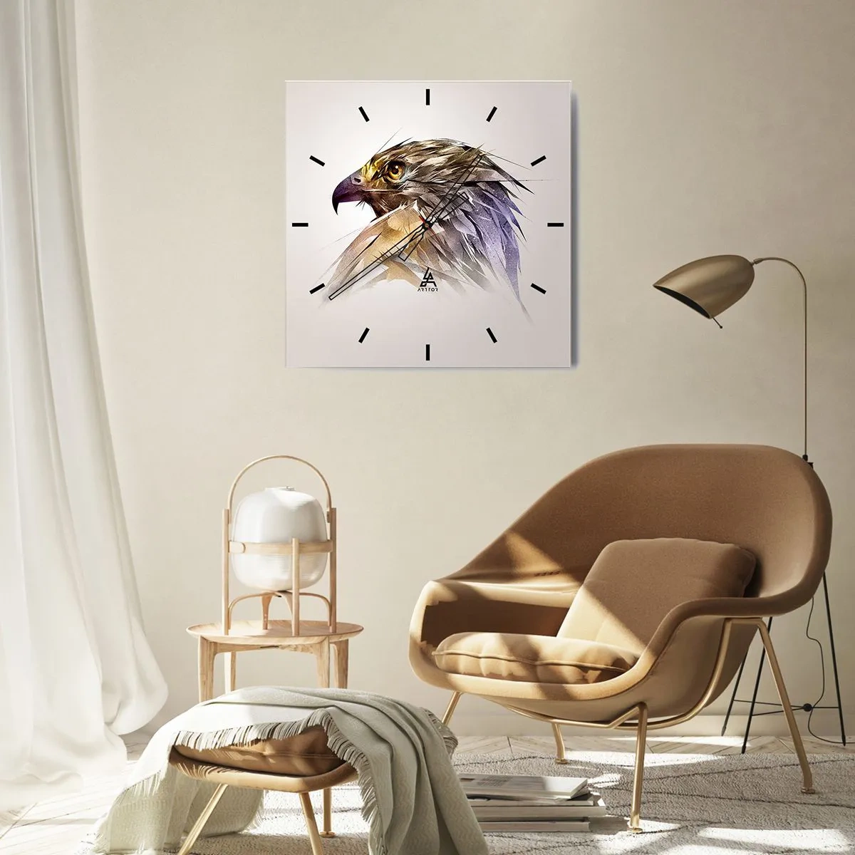 Wandklok - Klok - Portret van een krijger - 30x30 cm