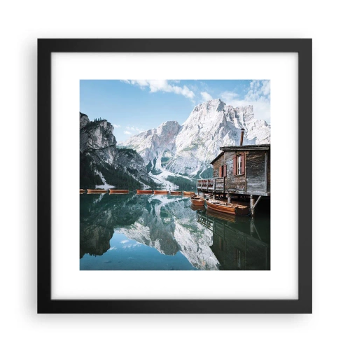 Poster in een zwarte lijst - Een kristalheldere bergochtend - 30x30 cm