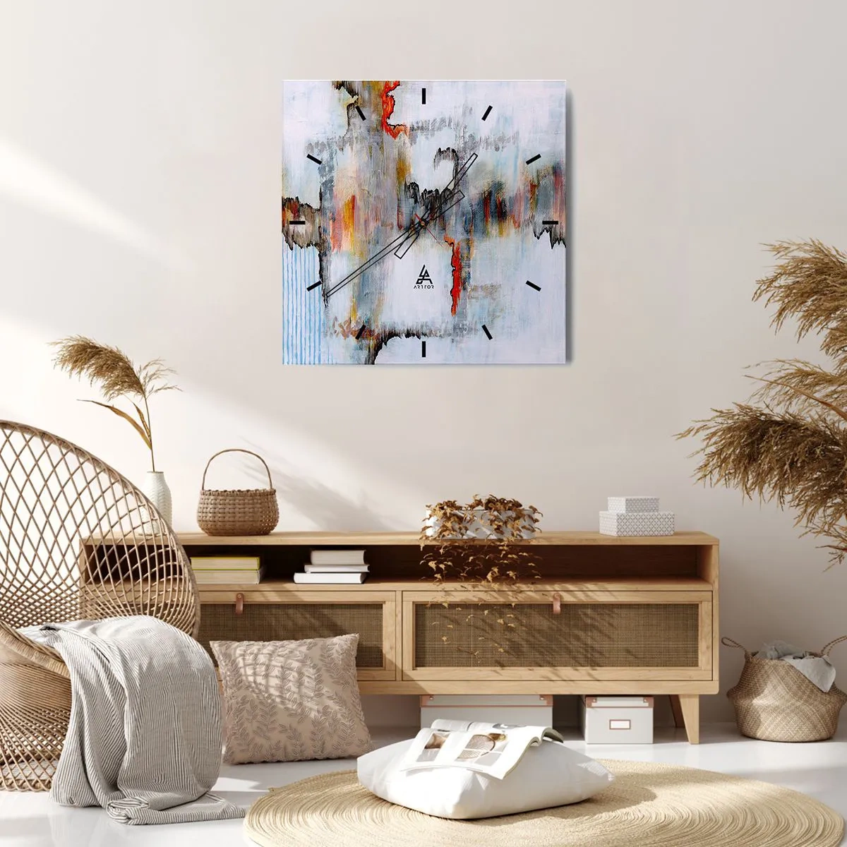 Wandklok - Klok - Een stok op het water - 30x30 cm