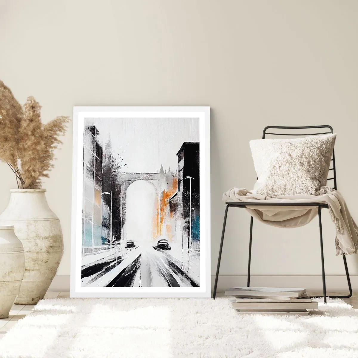 Poster in een witte lijst - Stadsstudie: architectuur en beweging - 70x100 cm