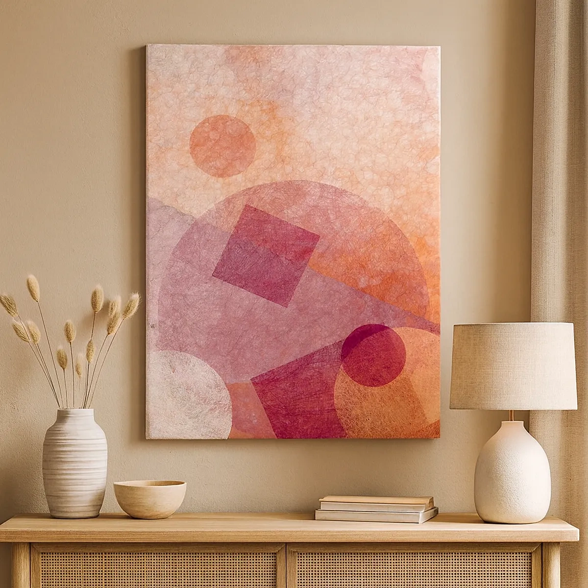 Schilderen op canvas - Geometrische transformaties in roze - 50x70 cm