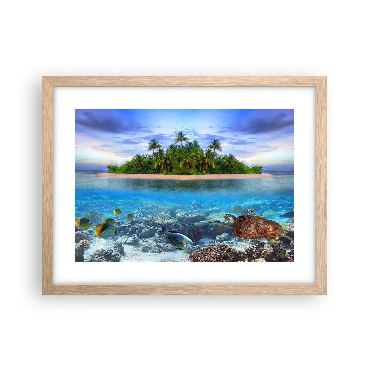 Een poster in een licht eiken lijst - Hemels eiland nodigt je uit - 40x30 cm