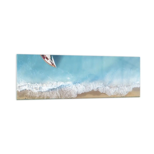 Schilderen op glas - Op de grens van blauw en goud - 160x50 cm