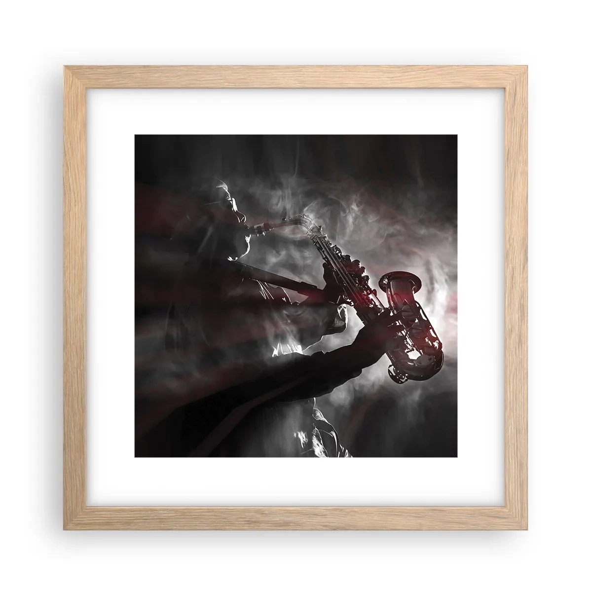 Een poster in een licht eiken lijst - In de dampen van jazz - 30x30 cm