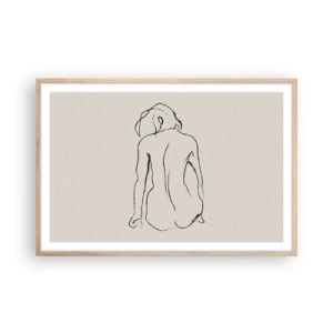 Een poster in een licht eiken lijst - Naakt meisje - 91x61 cm