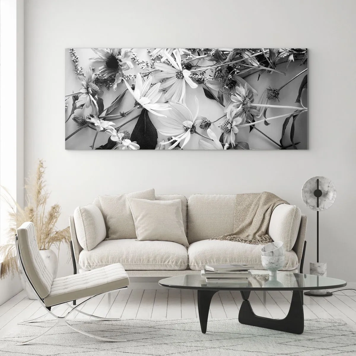 Schilderen op glas - Niet-boeket bloemen - 120x50 cm
