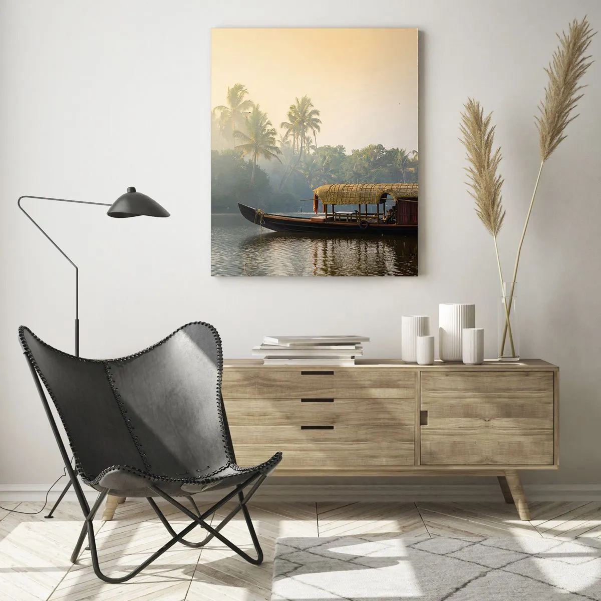 Schilderen op glas - Huis aan de rivier - 50x70 cm