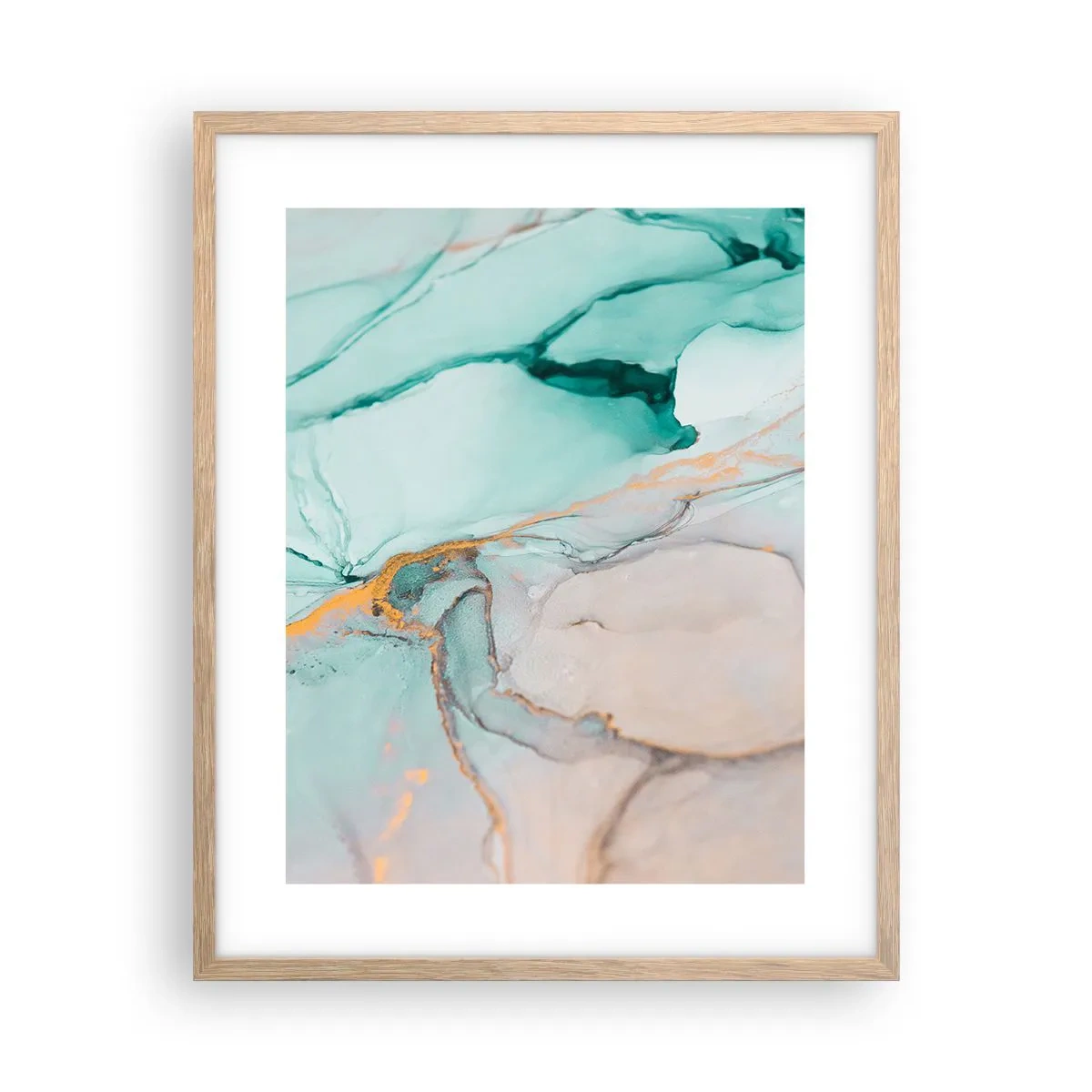 Een poster in een licht eiken lijst - Een dans van vormen en kleuren - 40x50 cm