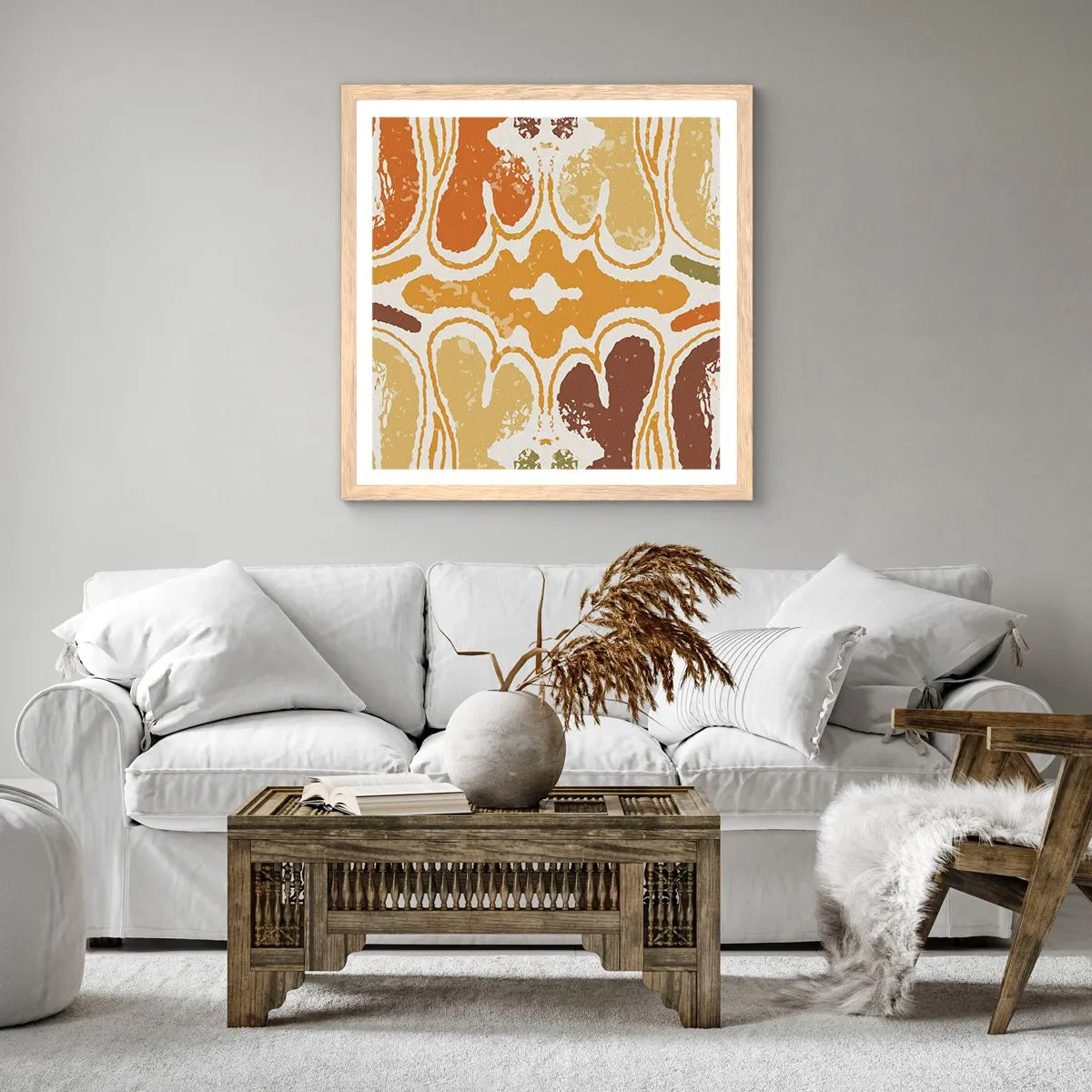 Een poster in een licht eiken lijst - Sentimentele abstractie - 40x40 cm