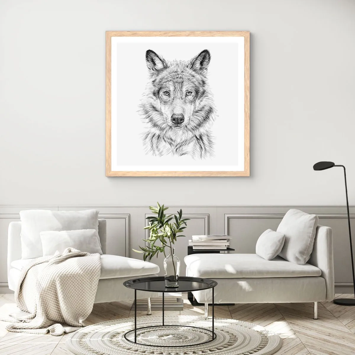 Een poster in een licht eiken lijst - Een geboren leider - 50x50 cm