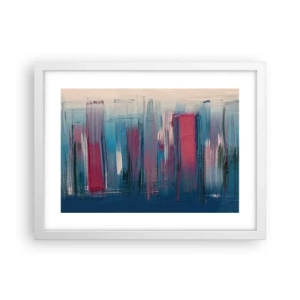 Poster in een witte lijst - Verticale compositie in blauw en rood - 40x30 cm