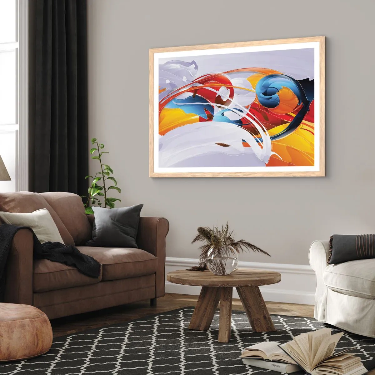 Een poster in een licht eiken lijst - De dans van de elementen - 50x40 cm