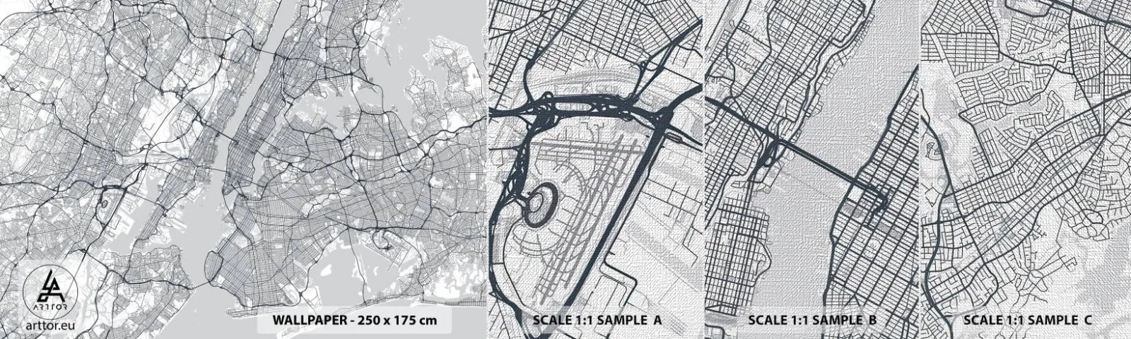Fotobehang Monster Premium Canvas - De anatomie van een metropool - New York, Kaart, Manhattan - 100x30 cm