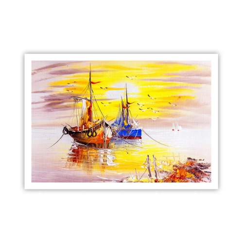 Poster - Een welverdiende rust in de haven - 100x70 cm