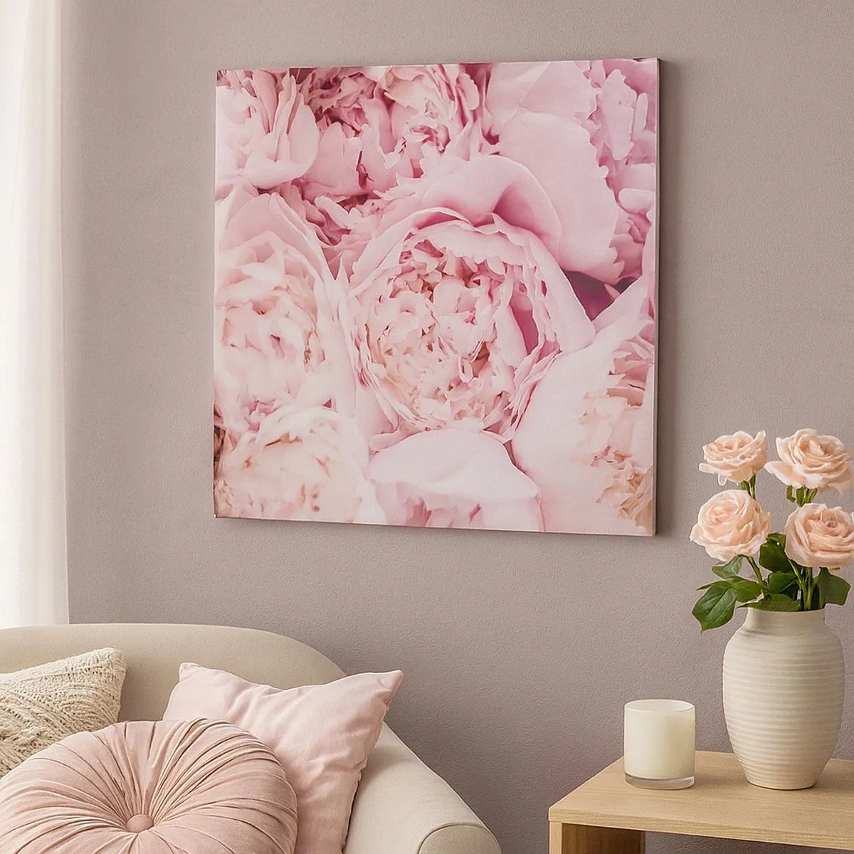 Schilderen op canvas - Knuffelend en geurig - 30x30 cm