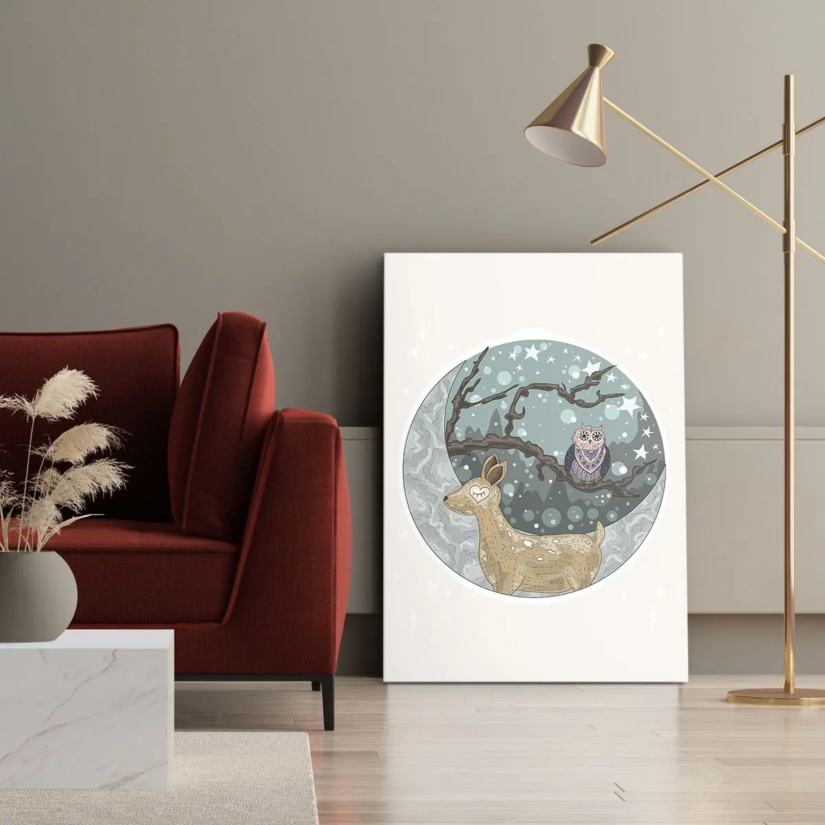 Schilderen op canvas - Een sprookjesachtige bosnacht - 80x120 cm